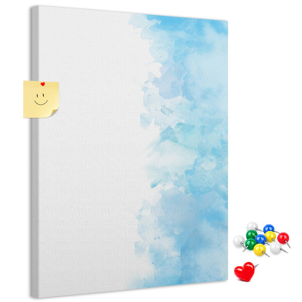 Pinnwand mit zarten blauen Aquarellfarben auf Leinwand