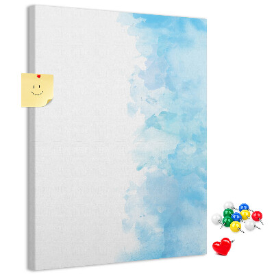 Pinnwand mit zarten blauen Aquarellfarben auf Leinwand
