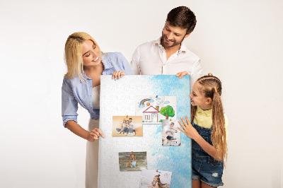 Pinnwand mit zarten blauen Aquarellfarben auf Leinwand