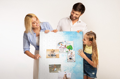 Pinnwand mit zarten blauen Aquarellfarben auf Leinwand