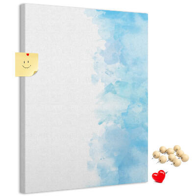 Pinnwand mit zarten blauen Aquarellfarben auf Leinwand