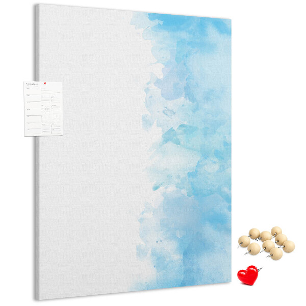 Pinnwand mit zarten blauen Aquarellfarben auf Leinwand