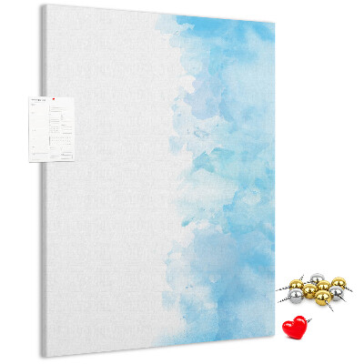 Pinnwand mit zarten blauen Aquarellfarben auf Leinwand