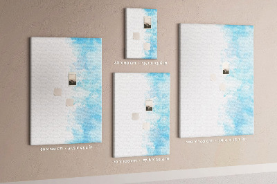 Pinnwand mit zarten blauen Aquarellfarben auf Leinwand