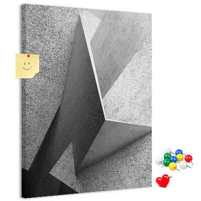 Bedruckte Korkplatte mit Betongeometrie in Grautönen
