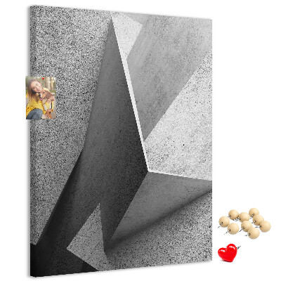 Bedruckte Korkplatte mit Betongeometrie in Grautönen