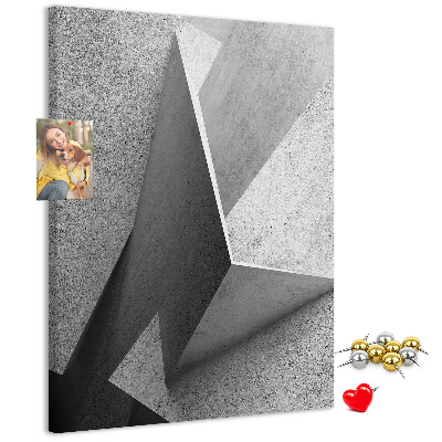 Bedruckte Korkplatte mit Betongeometrie in Grautönen