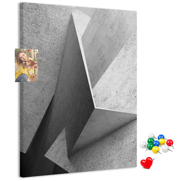 Bedruckte Korkplatte mit Betongeometrie in Grautönen