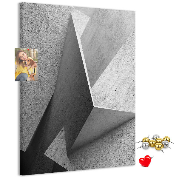 Bedruckte Korkplatte mit Betongeometrie in Grautönen