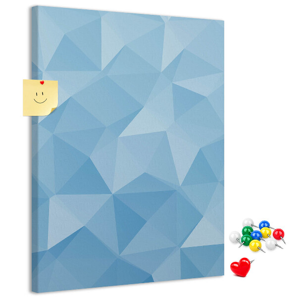 Pinnwand mit geometrischen Formen in Blautönen