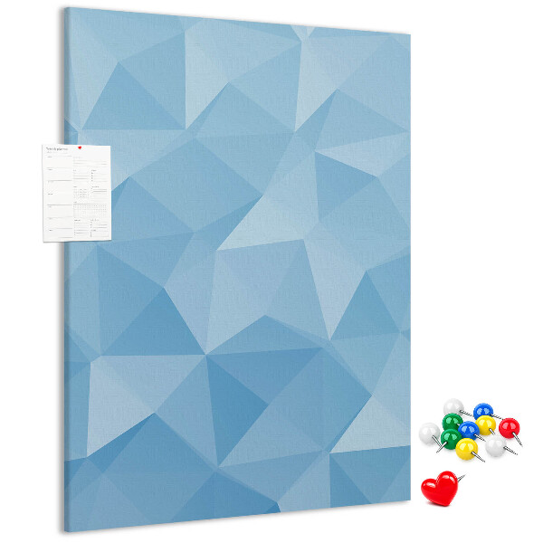 Pinnwand mit geometrischen Formen in Blautönen