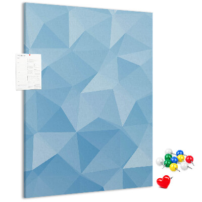 Pinnwand mit geometrischen Formen in Blautönen