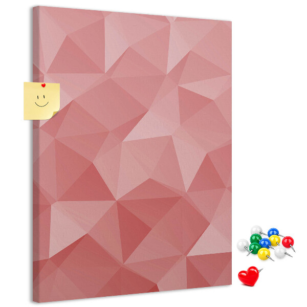 Kork-Pinnwand mit abstraktem rosa geometrischem Dreiecksmuster