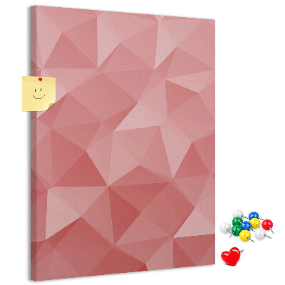 Kork-Pinnwand mit abstraktem rosa geometrischem Dreiecksmuster
