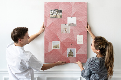 Kork-Pinnwand mit abstraktem rosa geometrischem Dreiecksmuster