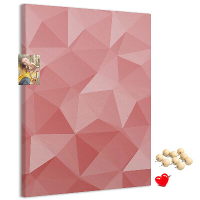 Kork-Pinnwand mit abstraktem rosa geometrischem Dreiecksmuster