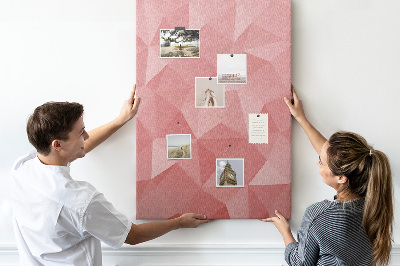 Kork-Pinnwand mit abstraktem rosa geometrischem Dreiecksmuster