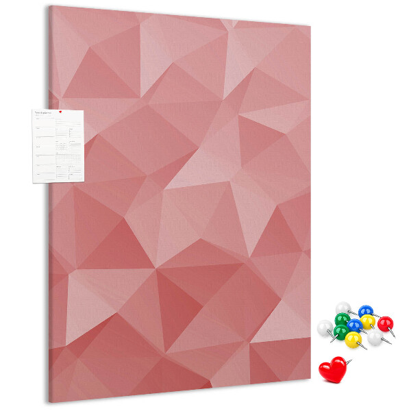 Kork-Pinnwand mit abstraktem rosa geometrischem Dreiecksmuster