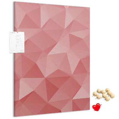 Kork-Pinnwand mit abstraktem rosa geometrischem Dreiecksmuster