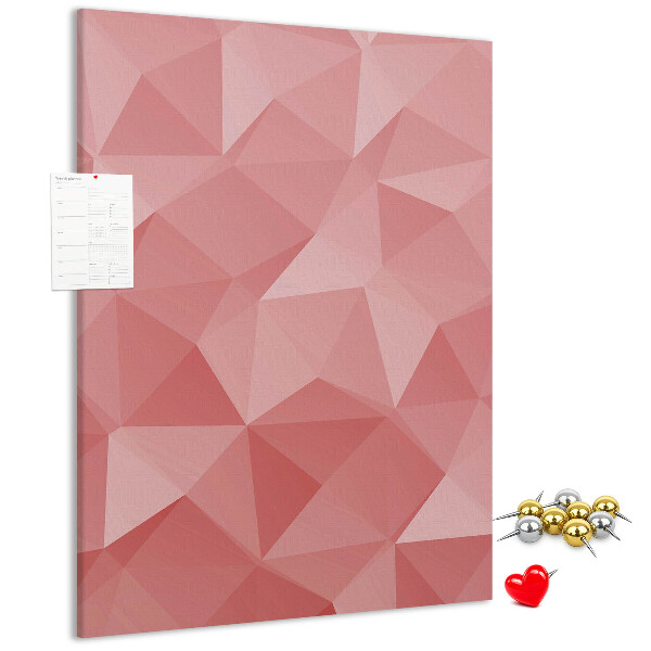 Kork-Pinnwand mit abstraktem rosa geometrischem Dreiecksmuster