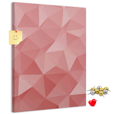 Kork-Pinnwand mit abstraktem rosa geometrischem Dreiecksmuster