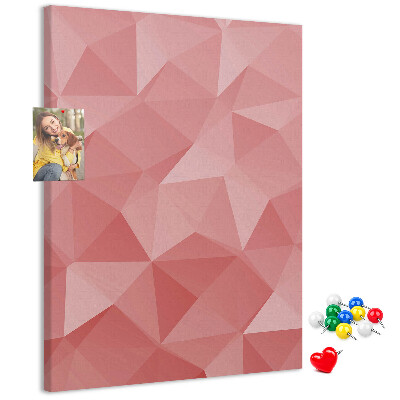 Kork-Pinnwand mit abstraktem rosa geometrischem Dreiecksmuster