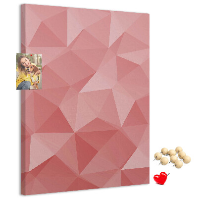 Kork-Pinnwand mit abstraktem rosa geometrischem Dreiecksmuster