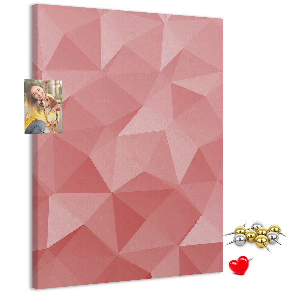 Kork-Pinnwand mit abstraktem rosa geometrischem Dreiecksmuster
