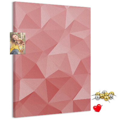 Kork-Pinnwand mit abstraktem rosa geometrischem Dreiecksmuster