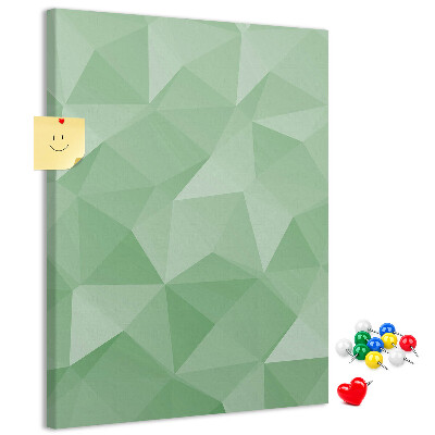 Bedruckte Korkplatte mit geometrischen Formen in Grüntönen
