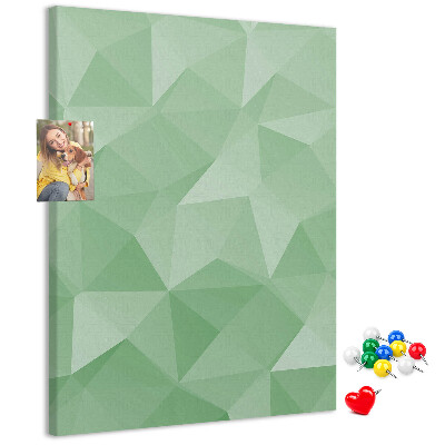 Bedruckte Korkplatte mit geometrischen Formen in Grüntönen