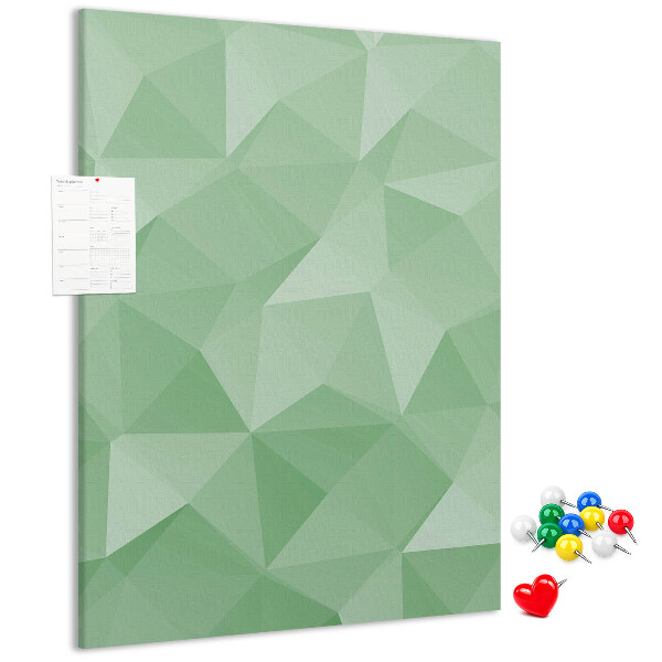 Bedruckte Korkplatte mit geometrischen Formen in Grüntönen