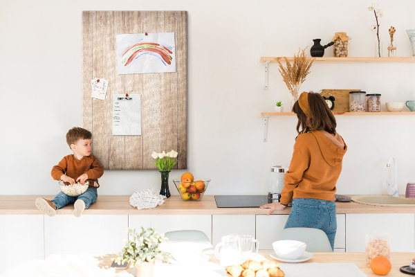 Bedruckte Korkplatte mit Motiv von natürlichen Holzbrettern