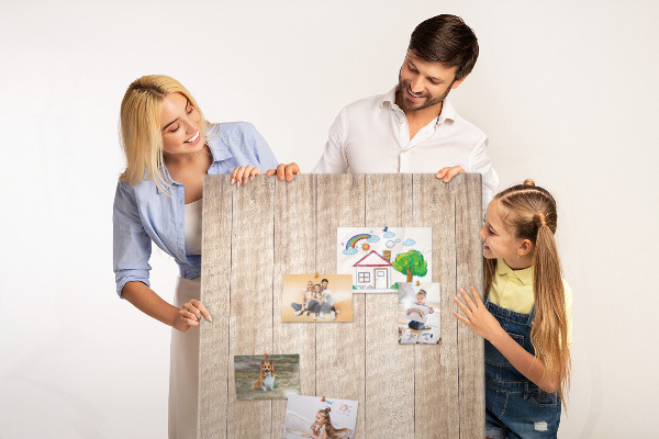 Bedruckte Korkplatte mit Motiv von natürlichen Holzbrettern