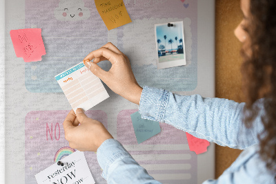 Kork-Pinnwand bunte Notizbücher mit Einhornmotiv