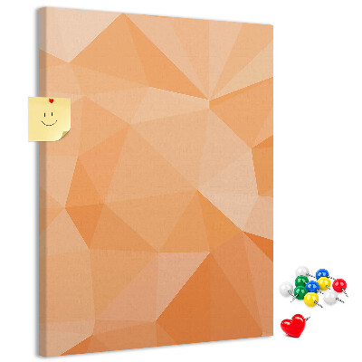 Bedruckte Korkplatte mit geometrischen Mustern in Orange- und Beigetönen