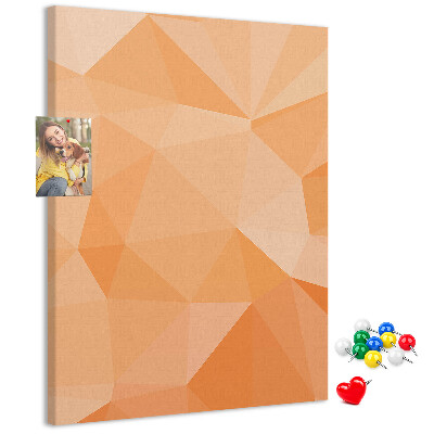 Bedruckte Korkplatte mit geometrischen Mustern in Orange- und Beigetönen