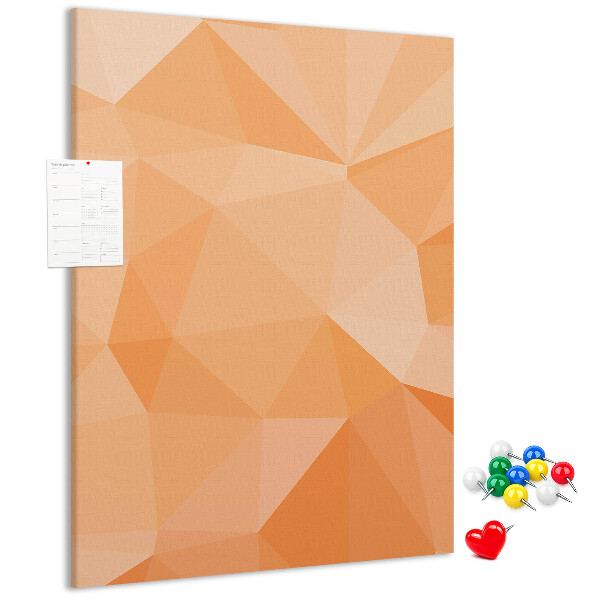 Bedruckte Korkplatte mit geometrischen Mustern in Orange- und Beigetönen