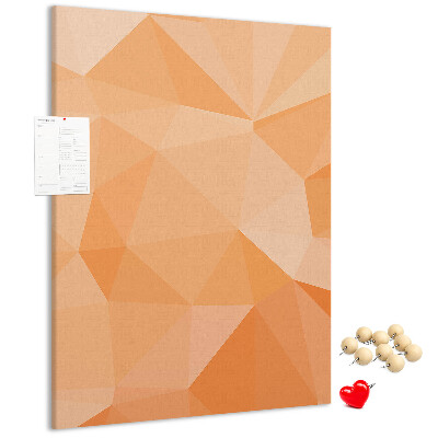 Bedruckte Korkplatte mit geometrischen Mustern in Orange- und Beigetönen