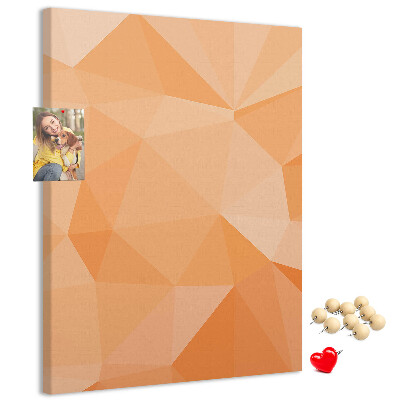 Bedruckte Korkplatte mit geometrischen Mustern in Orange- und Beigetönen