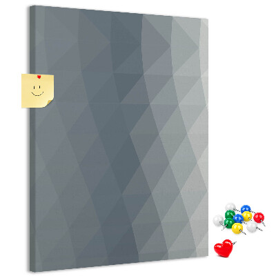 Kork-Pinnwand mit geometrischem Muster in Grautönen