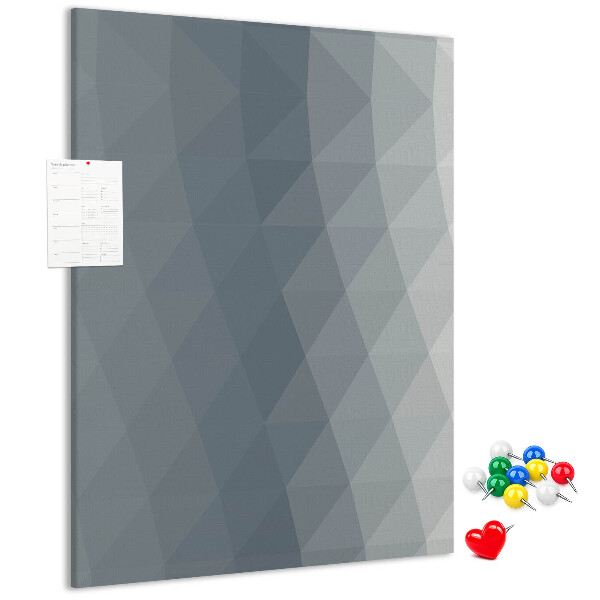 Kork-Pinnwand mit geometrischem Muster in Grautönen