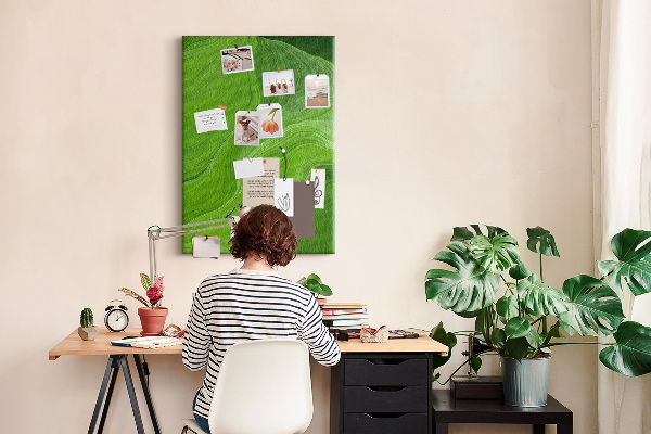 Pinnwand grüne Wellen mit zarten Linien