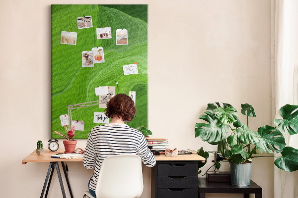 Pinnwand grüne Wellen mit zarten Linien