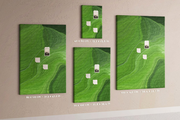 Pinnwand grüne Wellen mit zarten Linien