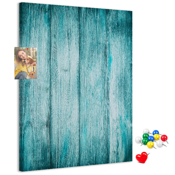 Pinnwand mit Motiv aus sonnenblauen Holzplanken