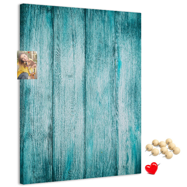 Pinnwand mit Motiv aus sonnenblauen Holzplanken
