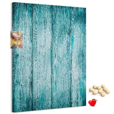 Pinnwand mit Motiv aus sonnenblauen Holzplanken
