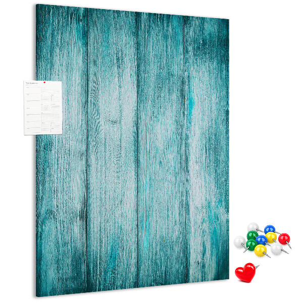 Pinnwand mit Motiv aus sonnenblauen Holzplanken