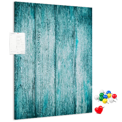 Pinnwand mit Motiv aus sonnenblauen Holzplanken